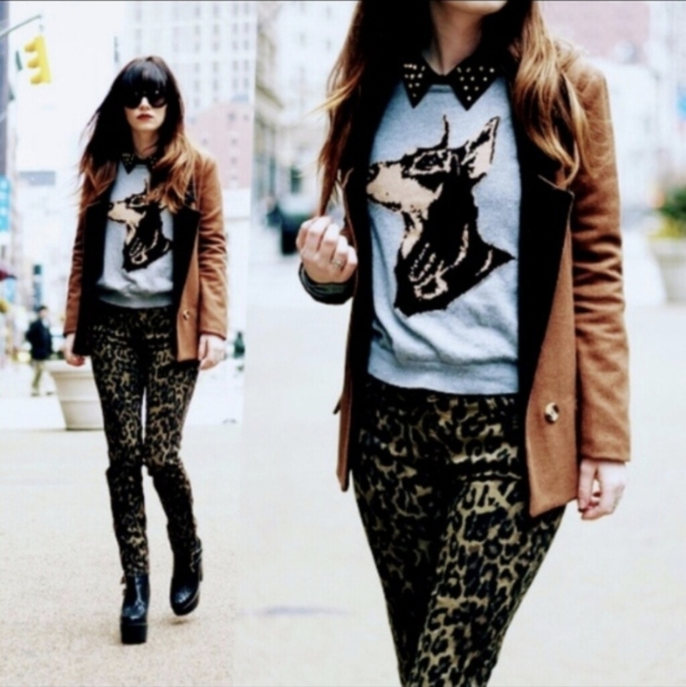 Big Star Leopard Alex Mid Rise Skinny Jeans
